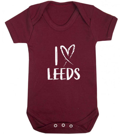 I love Leeds baby vest maroon 18-24 months