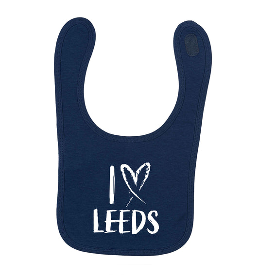 I love Leeds navy baby bib