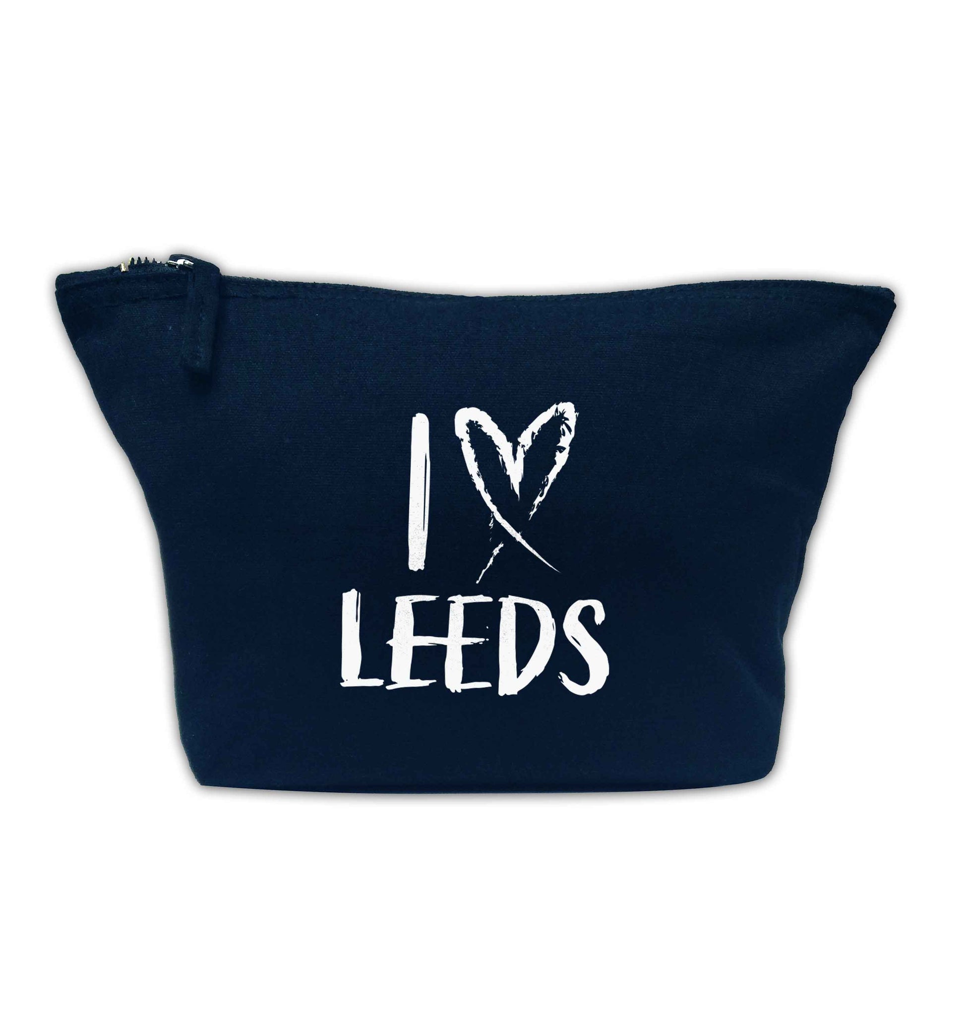 I love Leeds navy makeup bag