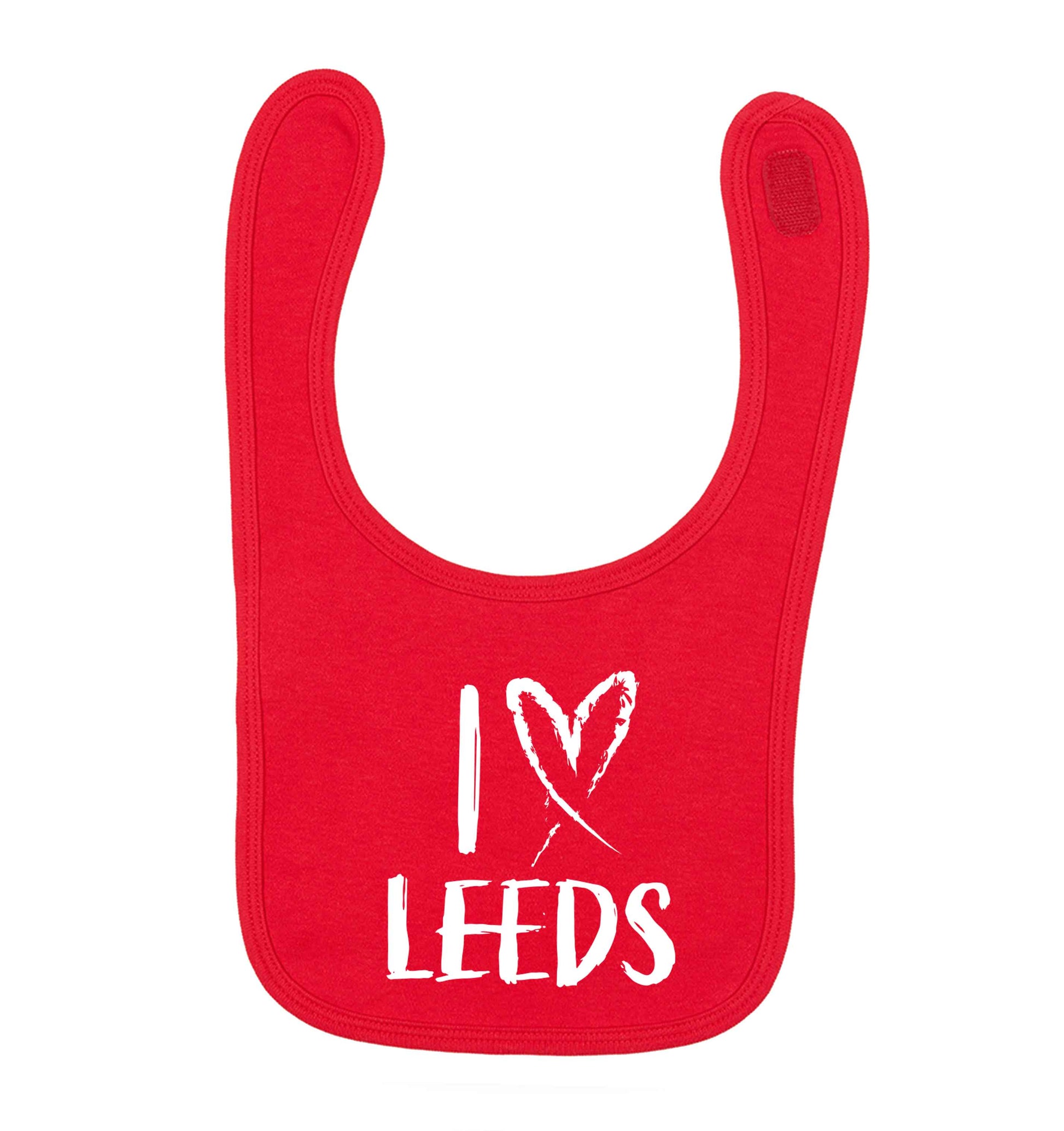 I love Leeds red baby bib