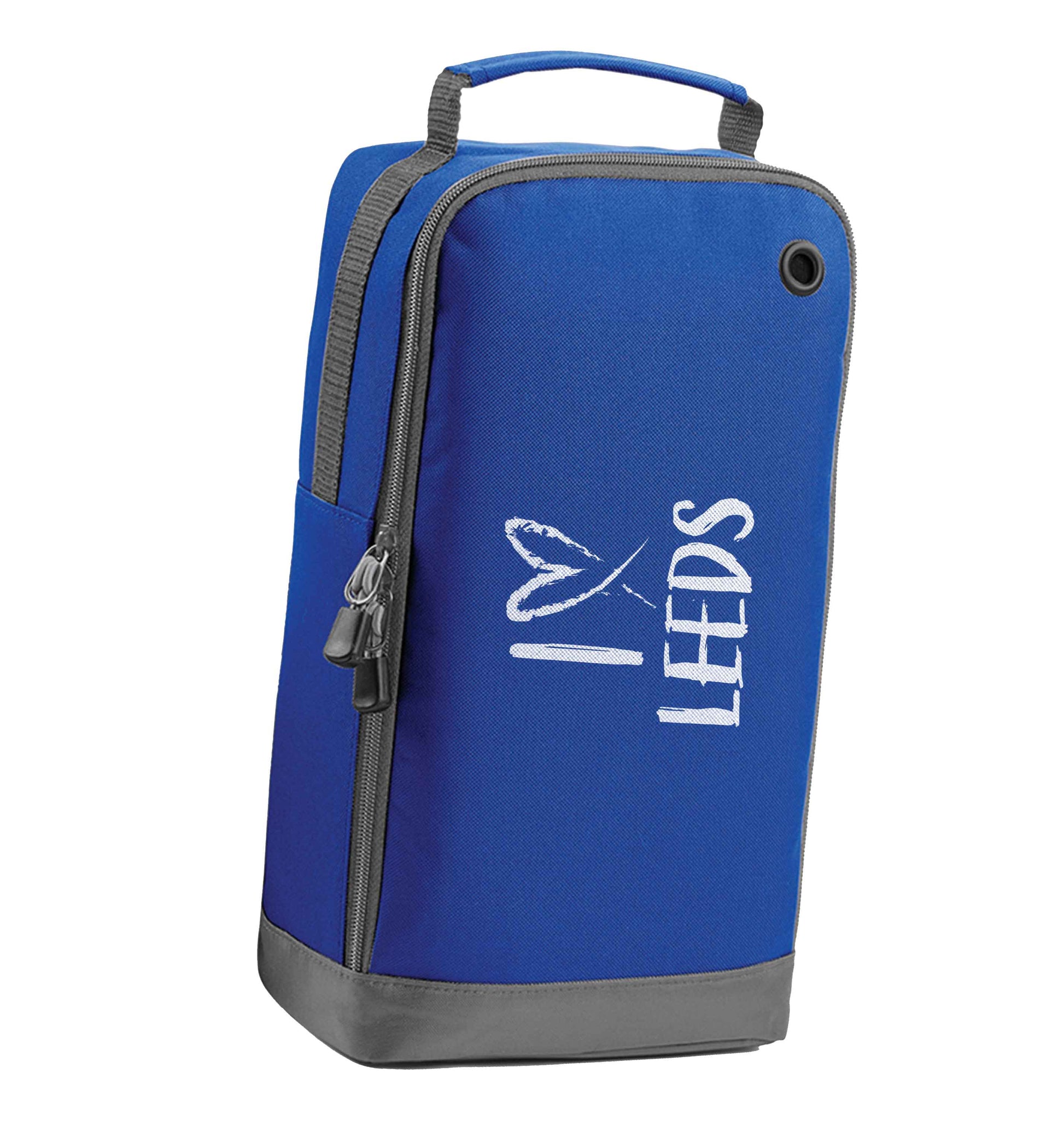 I love Leeds blue sports shoe bag horizontal print