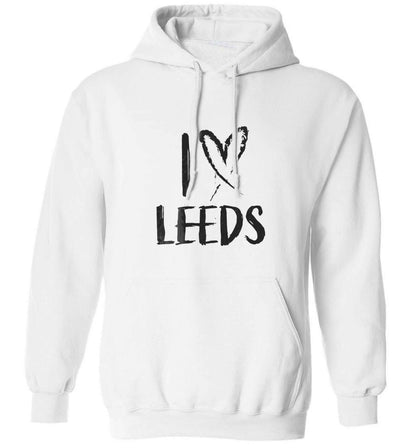 I love Leeds adults unisex white hoodie 2XL
