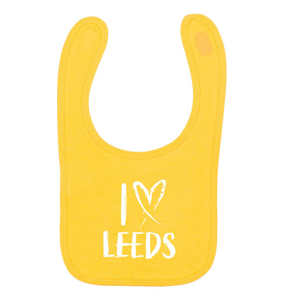 I love Leeds yellow baby bib