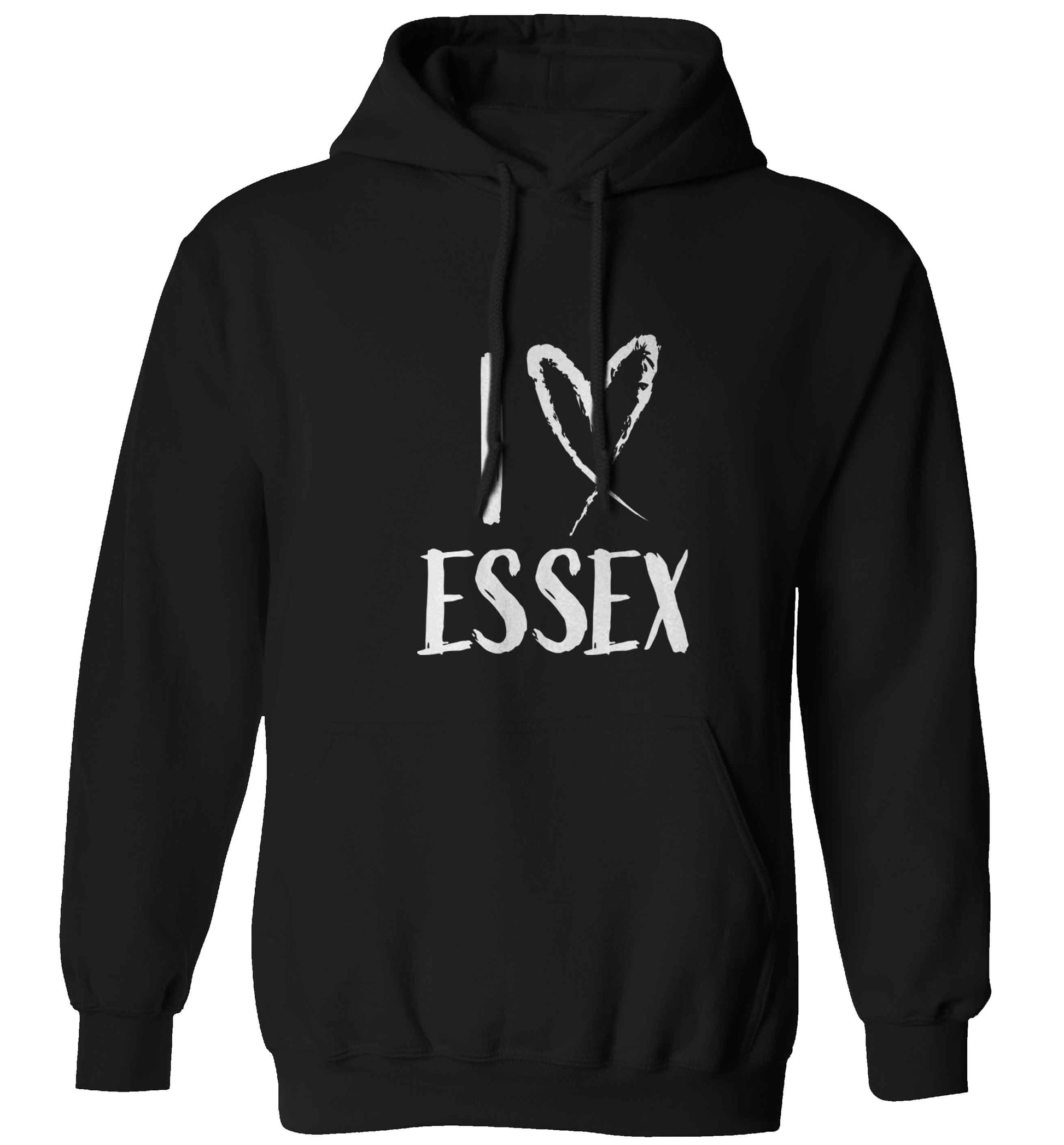 I love Essex adults unisex black hoodie 2XL