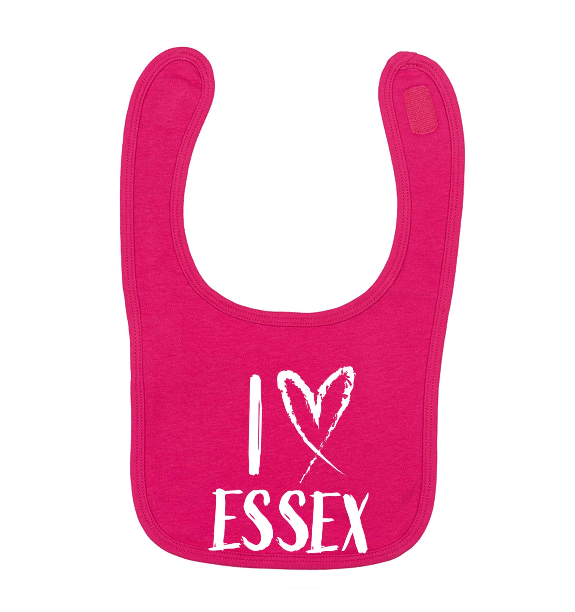 I love Essex dark pink baby bib