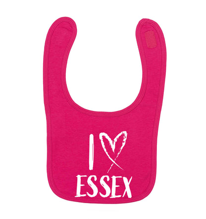 I love Essex dark pink baby bib