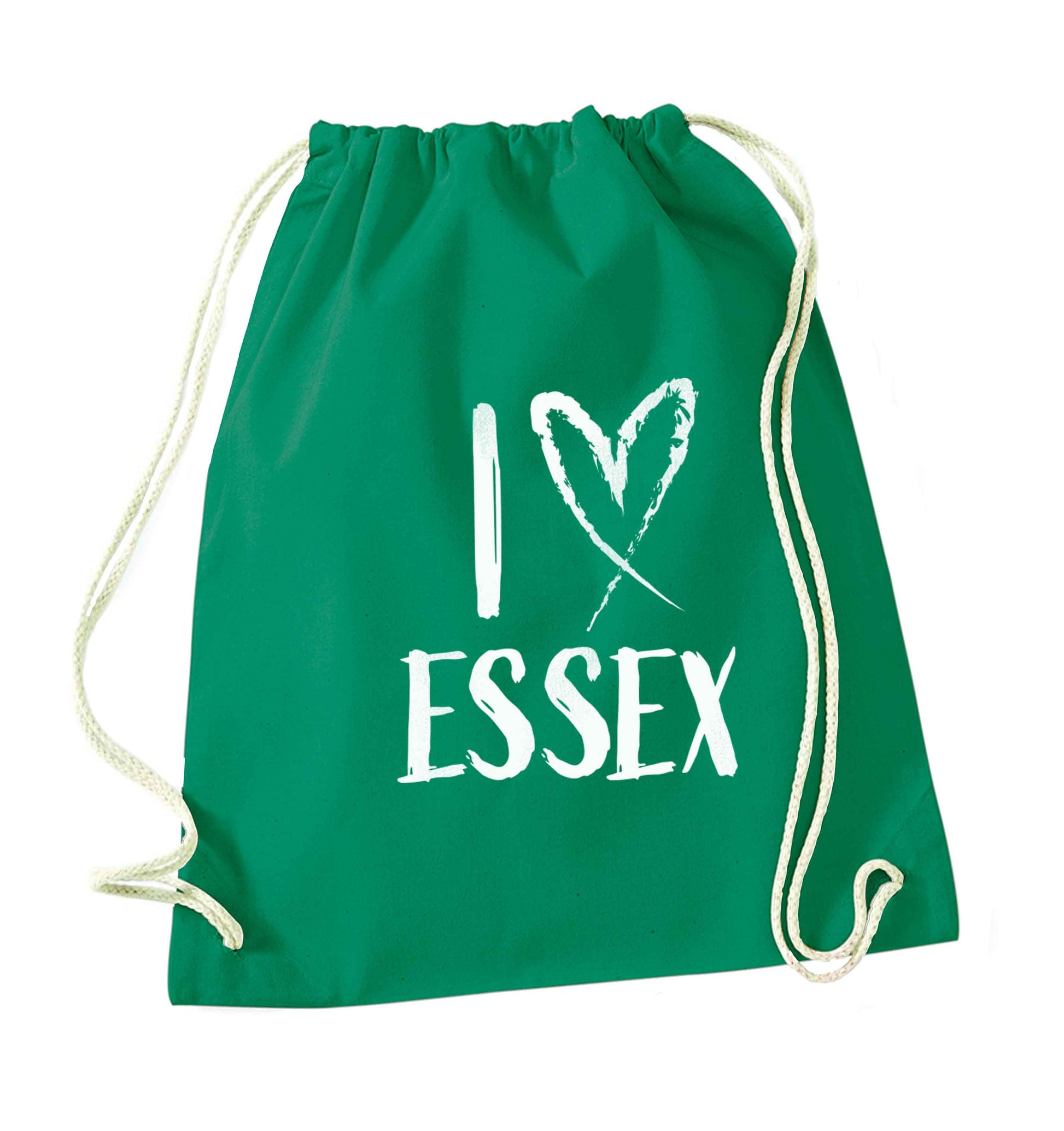 I love Essex green drawstring bag