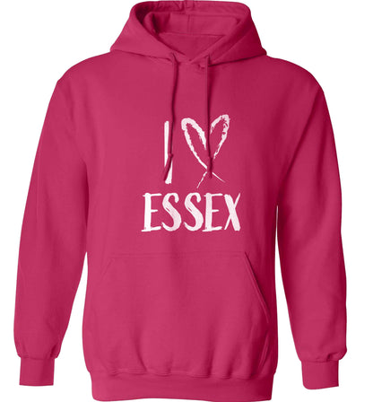 I love Essex adults unisex pink hoodie 2XL