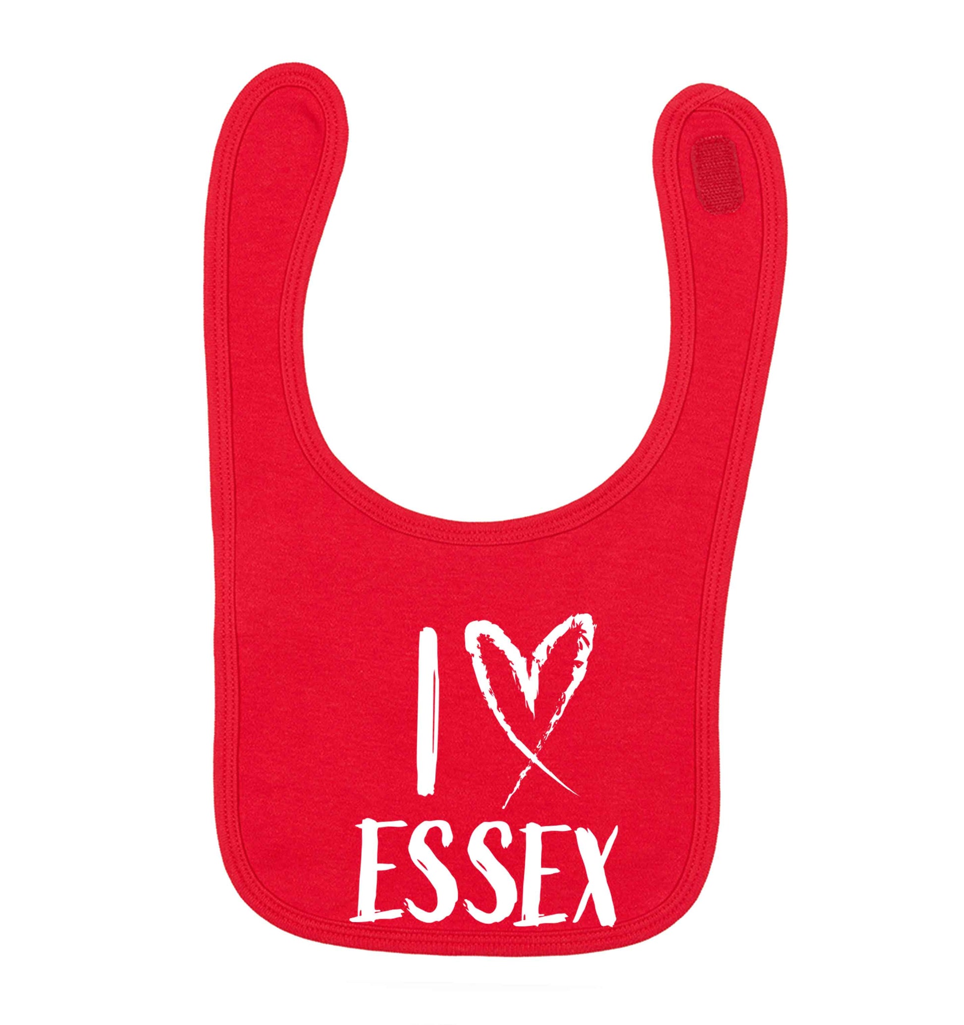 I love Essex red baby bib
