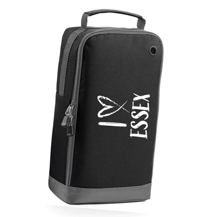 I love Essex black sports shoe bag horizontal print