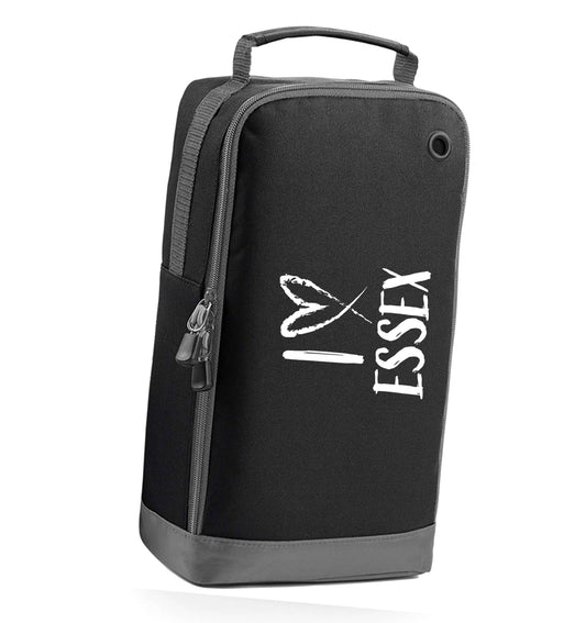 I love Essex black sports shoe bag horizontal print