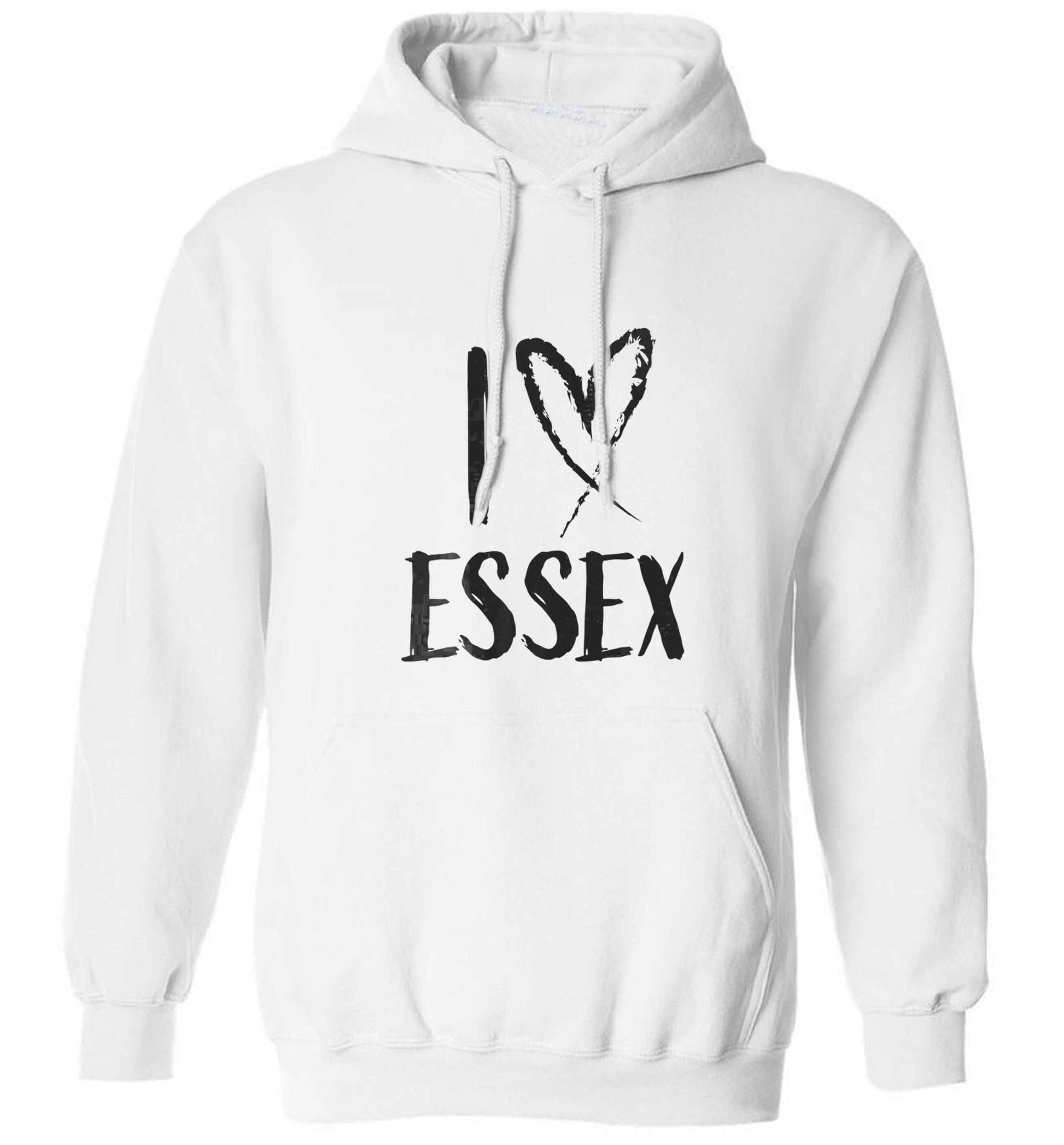 I love Essex adults unisex white hoodie 2XL
