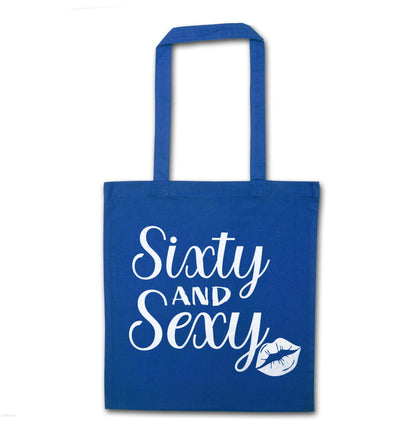 Sixty and sexy blue tote bag