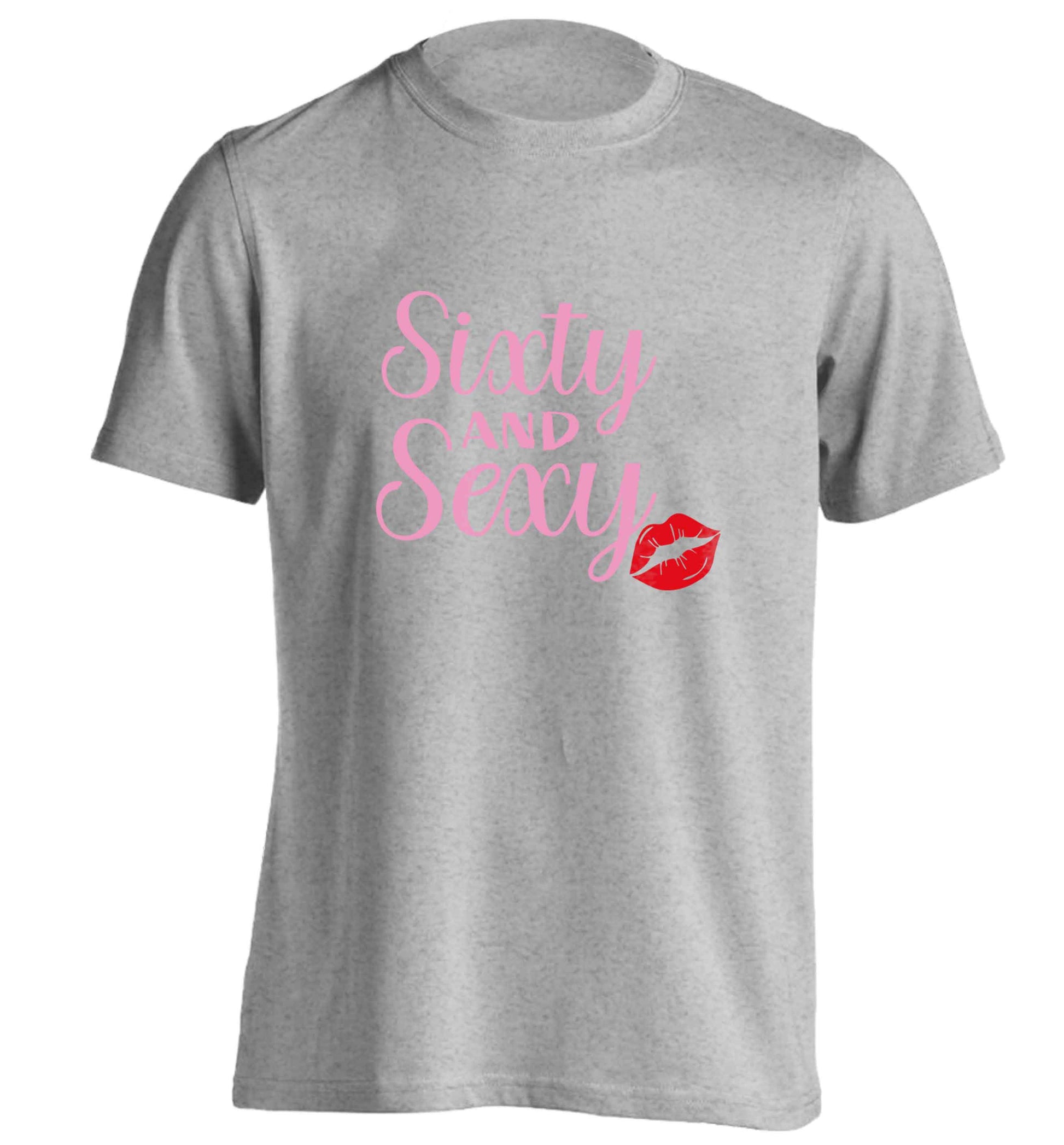 Sixty and sexy adults unisex grey Tshirt 2XL
