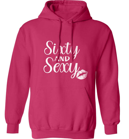 Sixty and sexy adults unisex pink hoodie 2XL