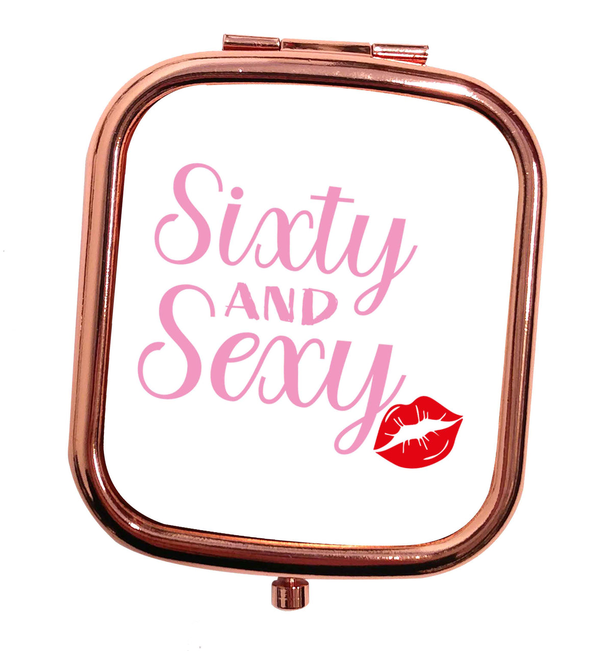 Sixty and sexy rose gold square pocket mirror