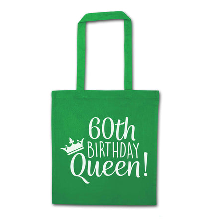 60th birthday Queen green tote bag