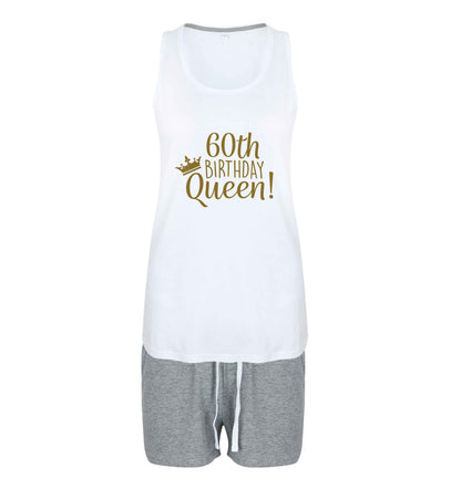 60th birthday Queen size XL women's pyjama shorts set in pink