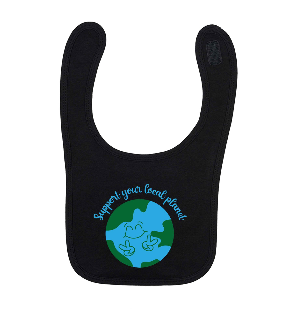 Support your local planet black baby bib