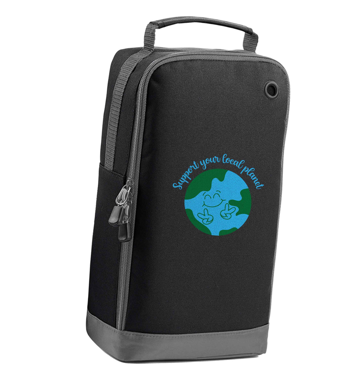 Support your local planet black sports shoe bag vertical print