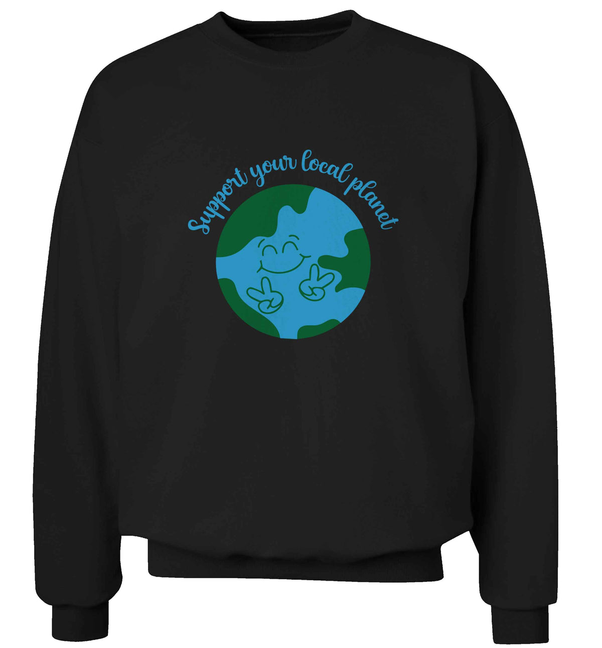 Support your local planet adult's unisex black sweater 2XL
