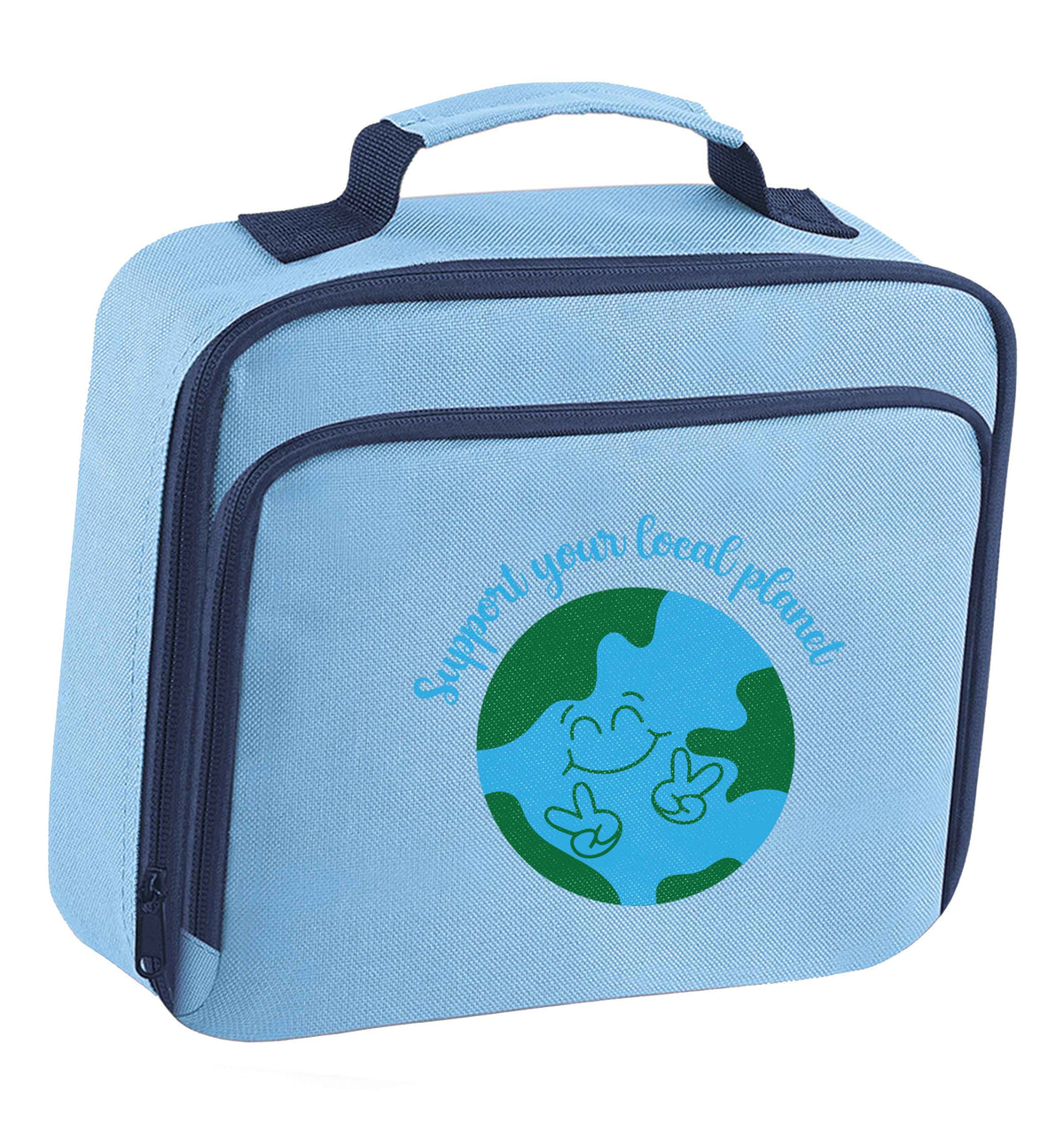 Support your local planet insulated blue lunch bag cooler