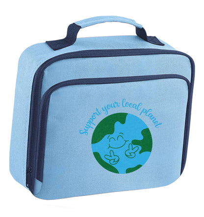 Support your local planet insulated blue lunch bag cooler