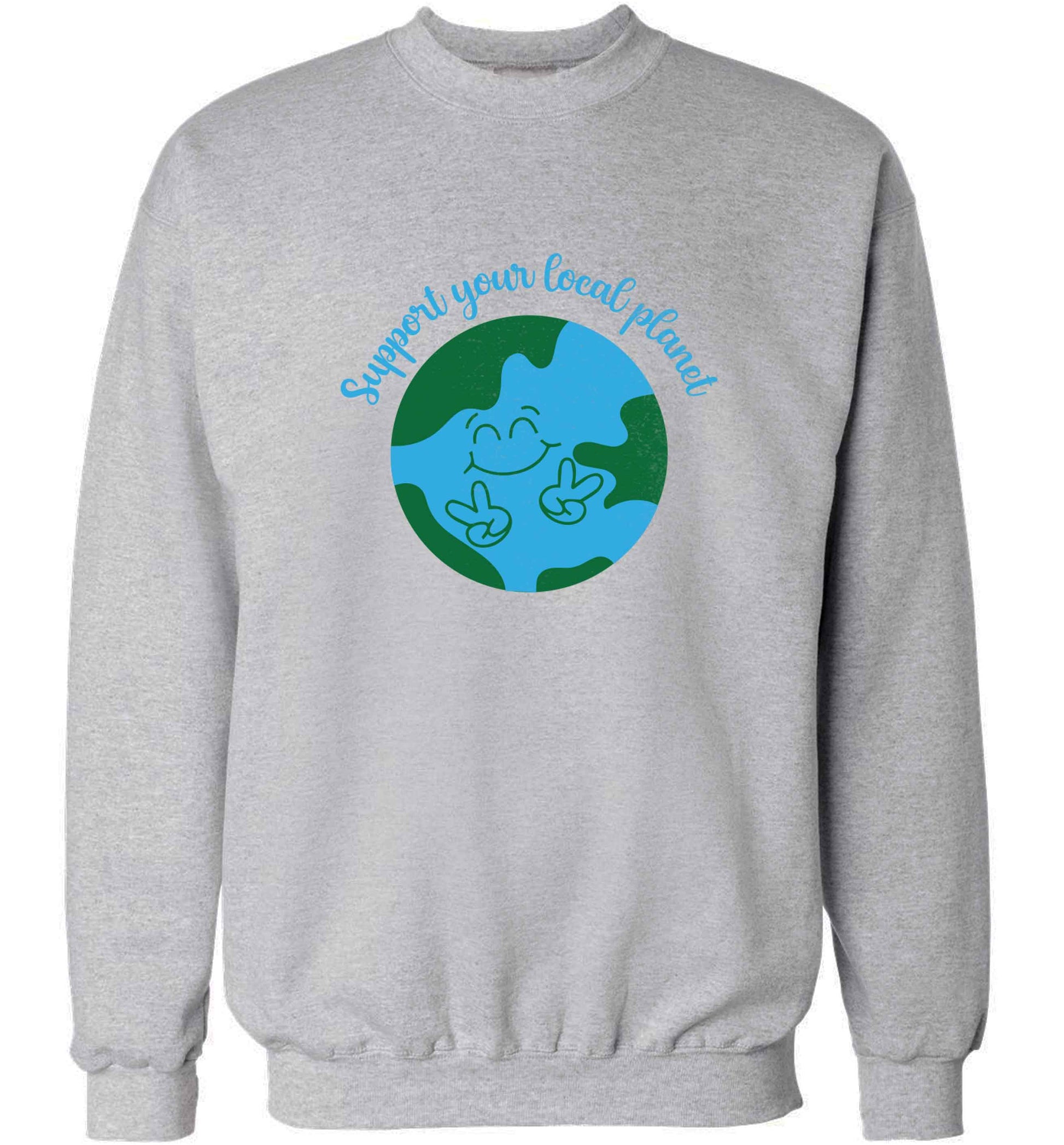 Support your local planet adult's unisex grey sweater 2XL
