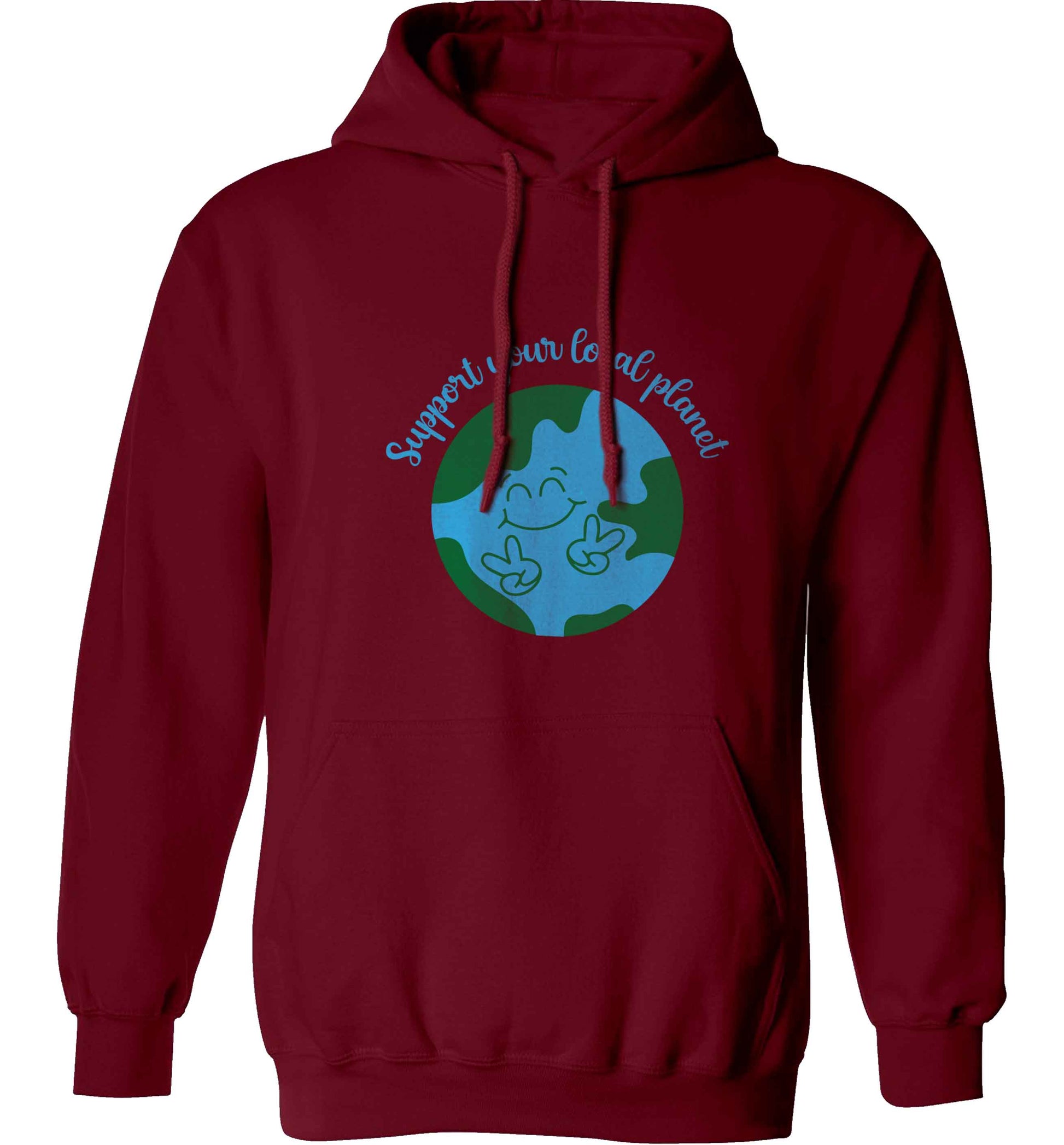Support your local planet adults unisex maroon hoodie 2XL