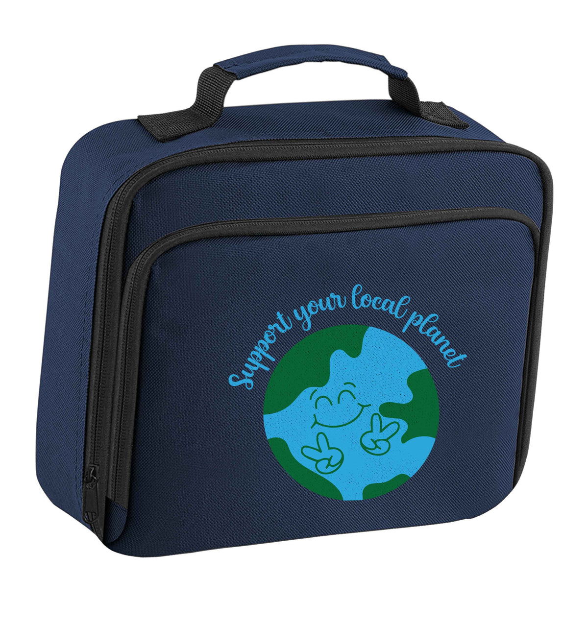 Support your local planet insulated navy lunch bag cooler
