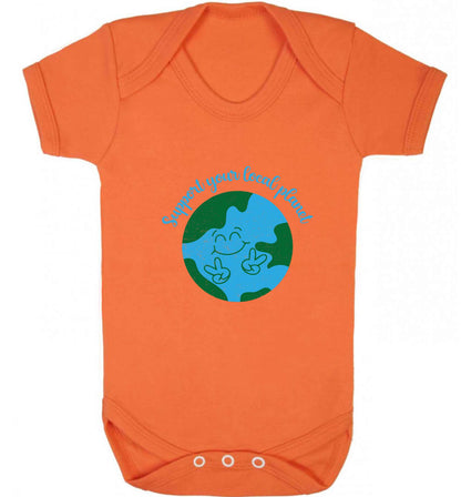 Support your local planet baby vest orange 18-24 months