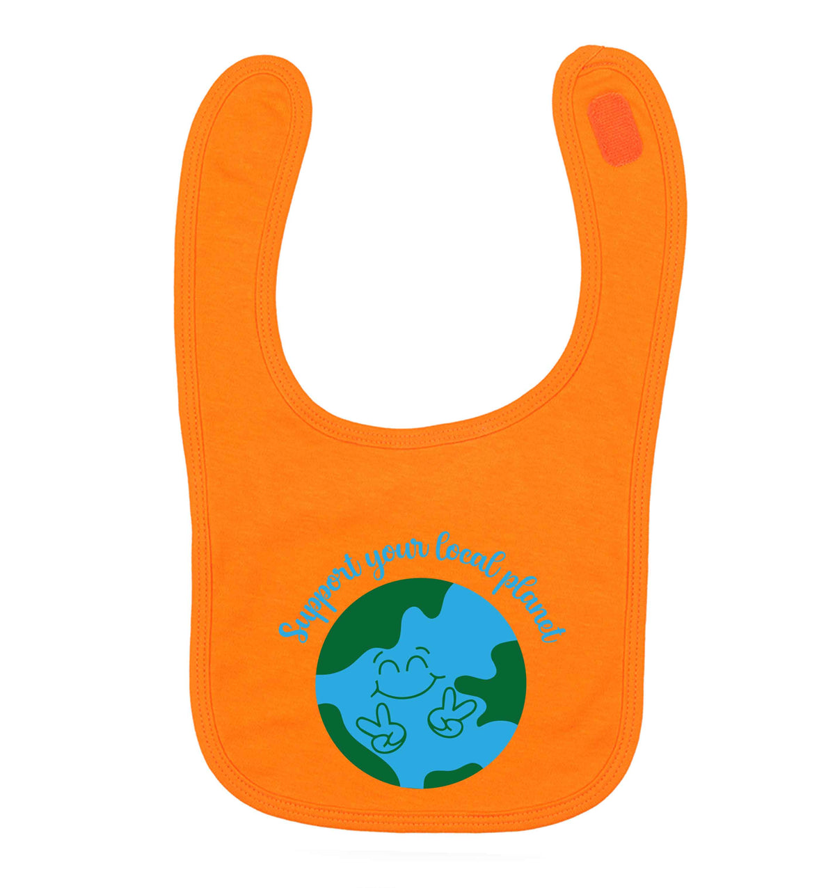 Support your local planet orange baby bib