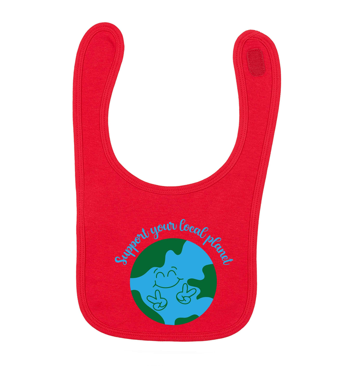 Support your local planet red baby bib