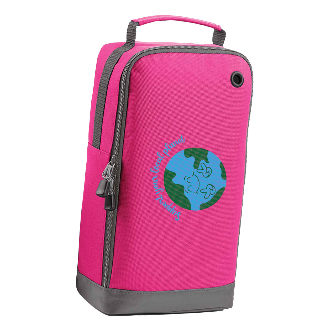 Support your local planet pink sports shoe bag horizontal print