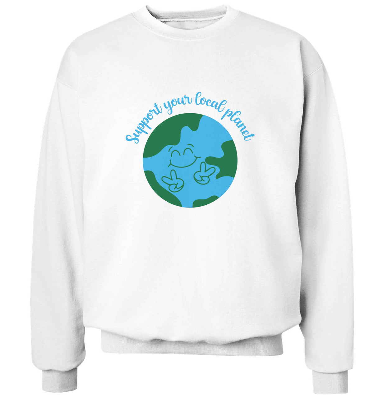 Support your local planet adult's unisex white sweater 2XL