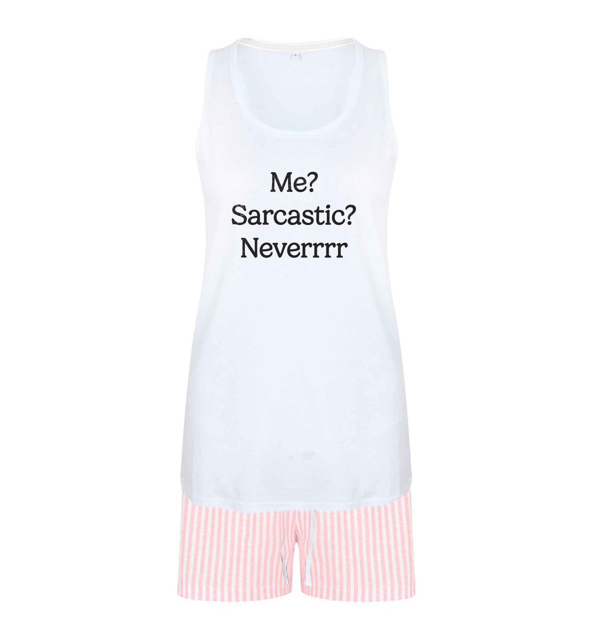 Me? sarcastic? never size XL women's pyjama shorts set in pink 