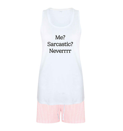 Me? sarcastic? never size XL women's pyjama shorts set in pink 