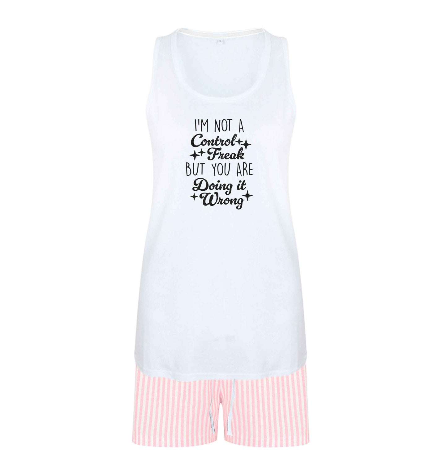 I'm not a control freak but you are doing it wrong size XL women's pyjama shorts set in pink 