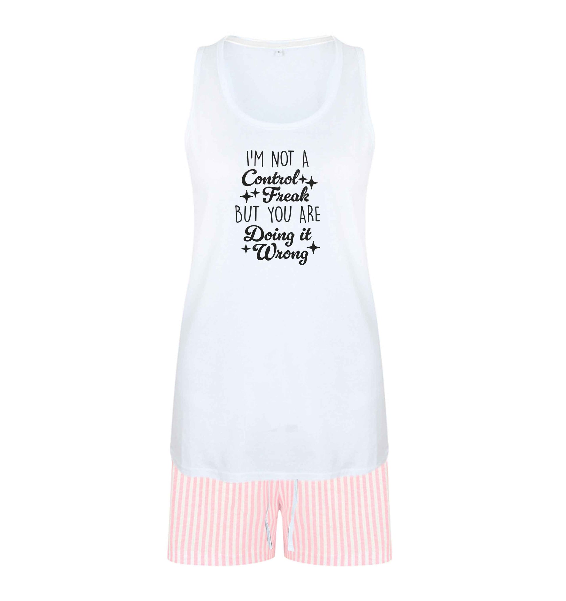 I'm not a control freak but you are doing it wrong size XL women's pyjama shorts set in pink 