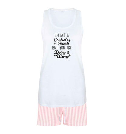 I'm not a control freak but you are doing it wrong size XL women's pyjama shorts set in pink 