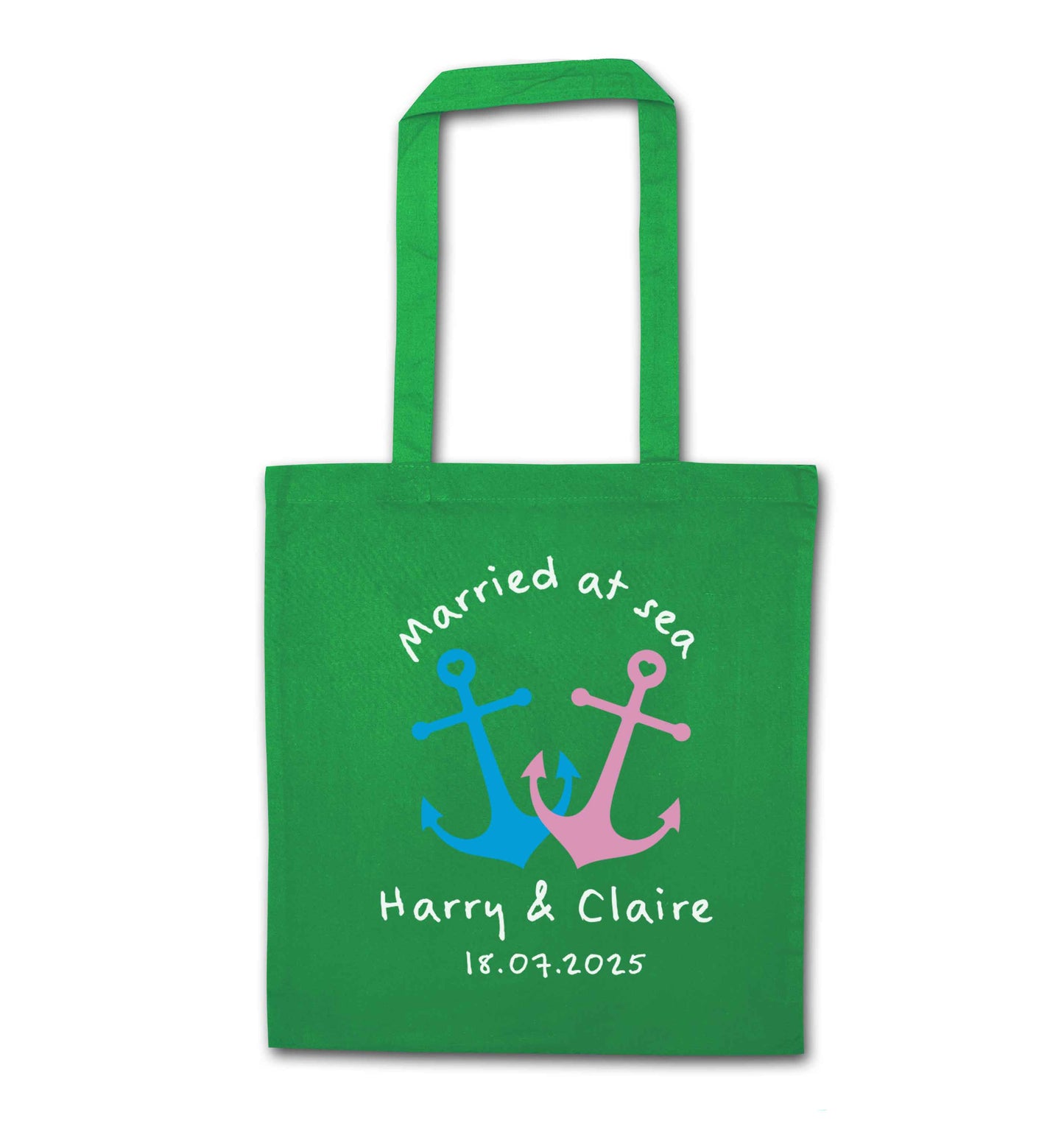 Personalised anniversary cruise green tote bag