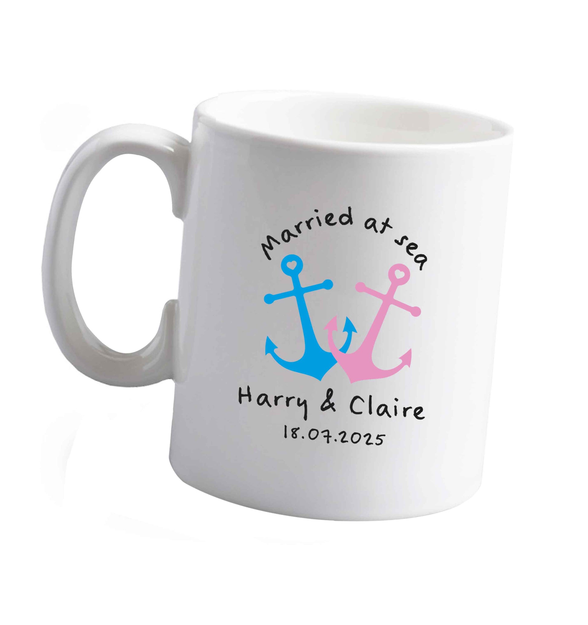10 oz Personalised anniversary cruise ceramic mug right handed