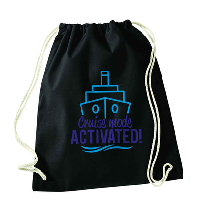 Cruise mode activated black drawstring bag