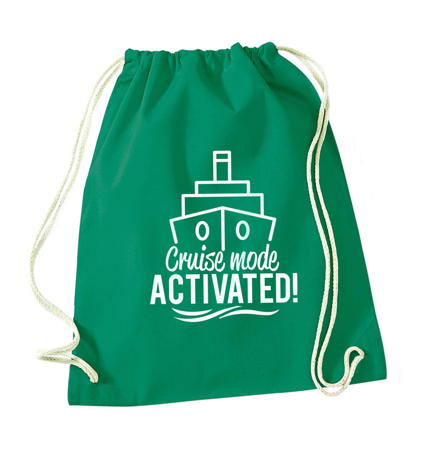Cruise mode activated green drawstring bag