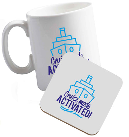 10 oz Cruise mode activated ceramic mug and coaster set right handed