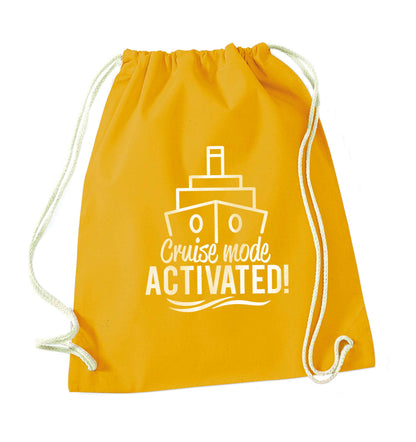 Cruise mode activated mustard drawstring bag