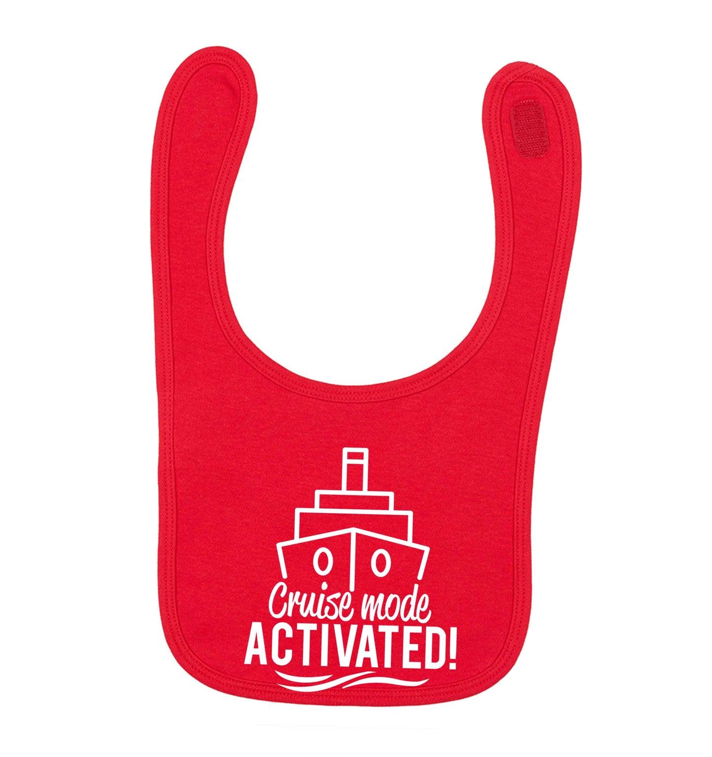 Cruise mode activated red baby bib