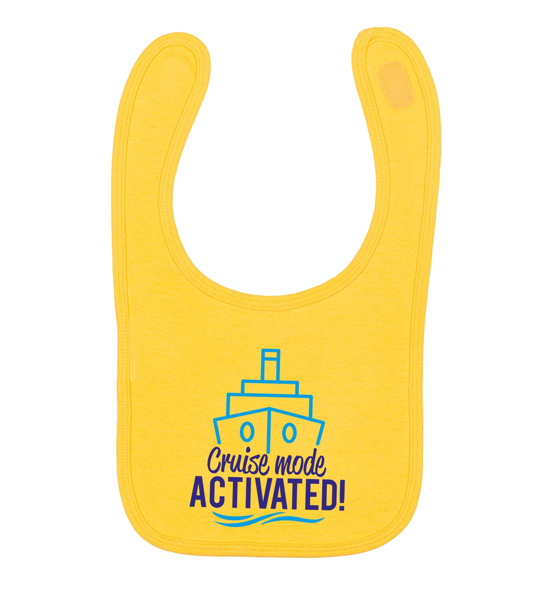Cruise mode activated yellow baby bib