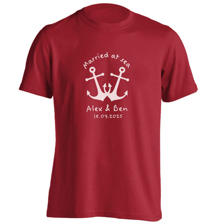 Married at sea blue anchors adults unisex red Tshirt 2XL