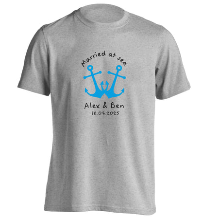 Married at sea blue anchors adults unisex grey Tshirt 2XL